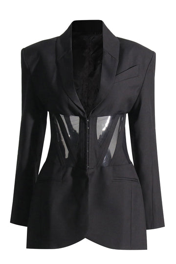 Svart korsett sjal jakke kvinner blazer
